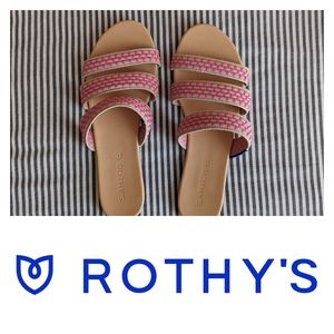 Triple band hot pink Rothy's sandals